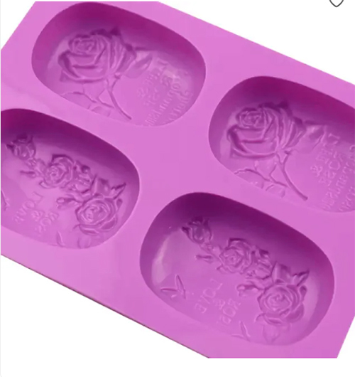 4 Cavity Ovel Rose Mould 80gm