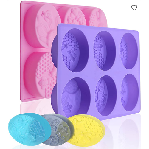 6 Cavities 3D Honeycomb Silicone Cake Molds,Oval Honeybee Soap Moulds