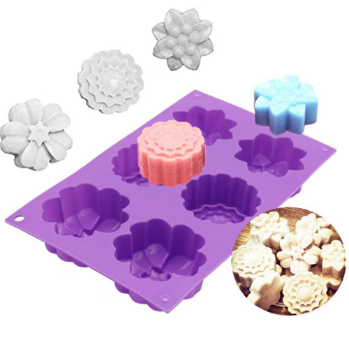 6 Cavity Big Silicone Mix Flower Shapes Handmade Soap