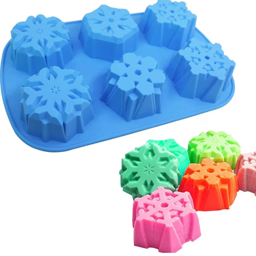 6 Shape Christmas Snowflake Silicone Soap Mold