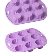 9 Cavity Fancy Cup Mould - Food-grade Silicone, Standard 9-cup, Purple | Non-stick, Flexible, Heat Resistant