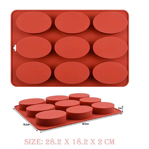 9 Cavity Small Oval Silicone Moulds for Soaps