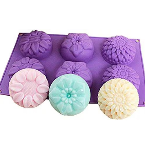 Home Soap Moulds Silicone 6 Mixed Flower Shapes for DIY Soap Making