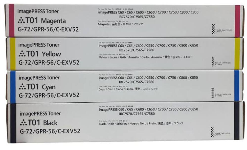 T01 Toner Cartridge Pack Of 4 Black,Cyan,Yellow,Magenta For C700 CSOO ImagePress