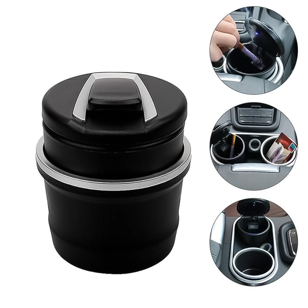 Portable Car Ashtray With Lid And Blue Led Light (1 Pc)