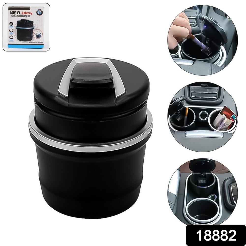 Portable Car Ashtray with Lid and Blue LED Light (1 Pc)
