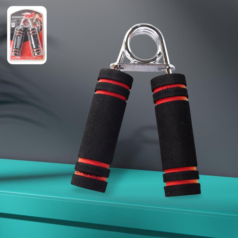 Hand Gripper For Arm Exerciser Wrist Fitness Hand Grip - Stainless Steel Spring, Universal Size, Black With Red And Orange Accents | Non-slip Foam Handles, Medium-high Resistance, Portable And Durable