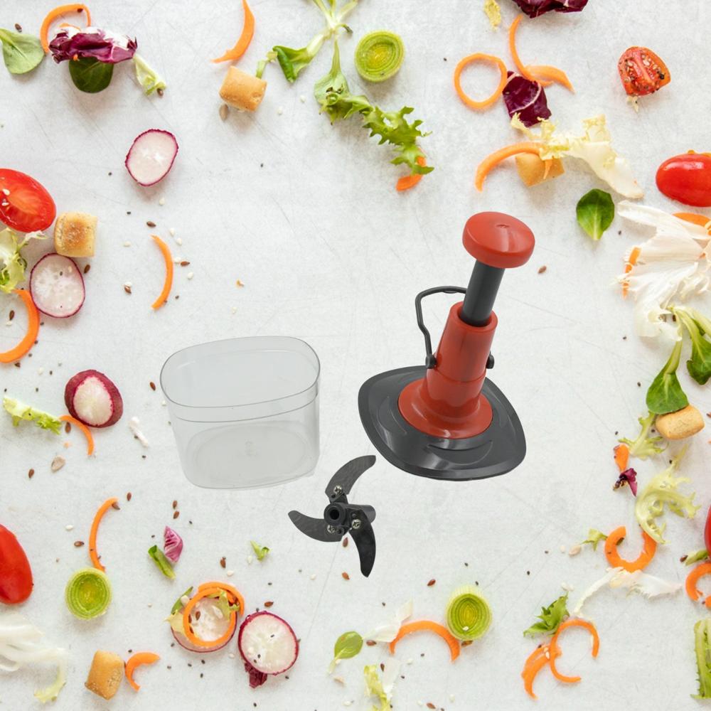 Manual Food Chopper (650ml): 3 Stainless Steel Blades, Locking System, Anti-Slip