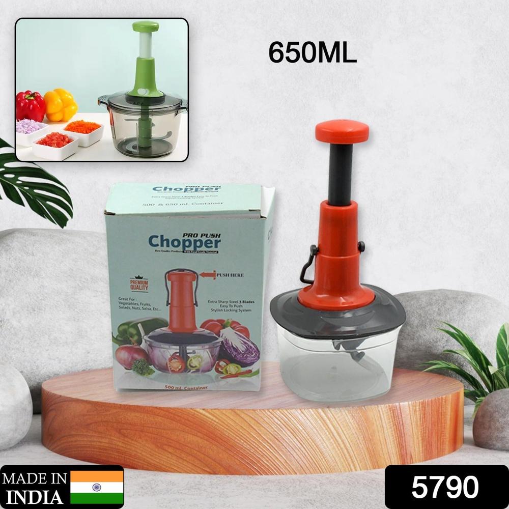 Manual Food Chopper (650ml): 3 Stainless Steel Blades, Locking System, Anti-Slip