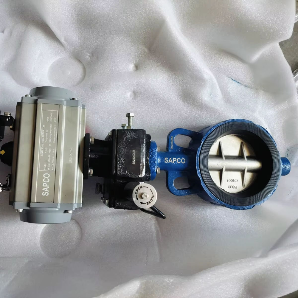 Pneumatic Operated Butterfly Valve Sg Iron Disc Pn16 Pressure 1/2-20" - Color: Silver