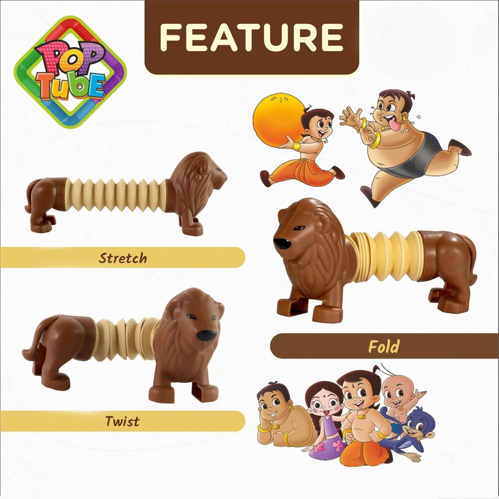 Lion Shape Magic Spring Toy (1 Pc) - Non-toxic Plastic, Compact, Brown And Cream, Stretchable And Compressible, Bpa Free, Lightweight, Portable, Sensory Play