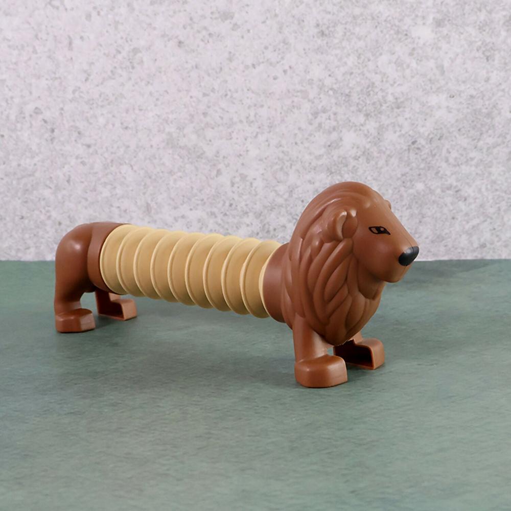 Lion Shape Magic Spring Toy (1 Pc) - Non-toxic Plastic, Compact, Brown And Cream, Stretchable And Compressible, Bpa Free, Lightweight, Portable, Sensory Play