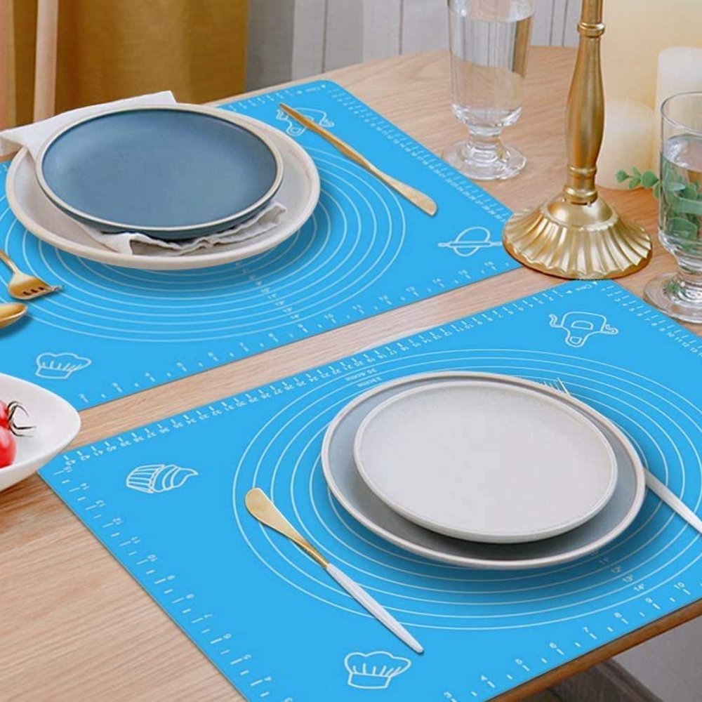 Mat, Rolling Mat Silicone Baking Mat Fondant Mat Sheet Chapati - Food Grade Silicone 42x60cm Blue, Dishwasher Safe Non-stick With Measurements