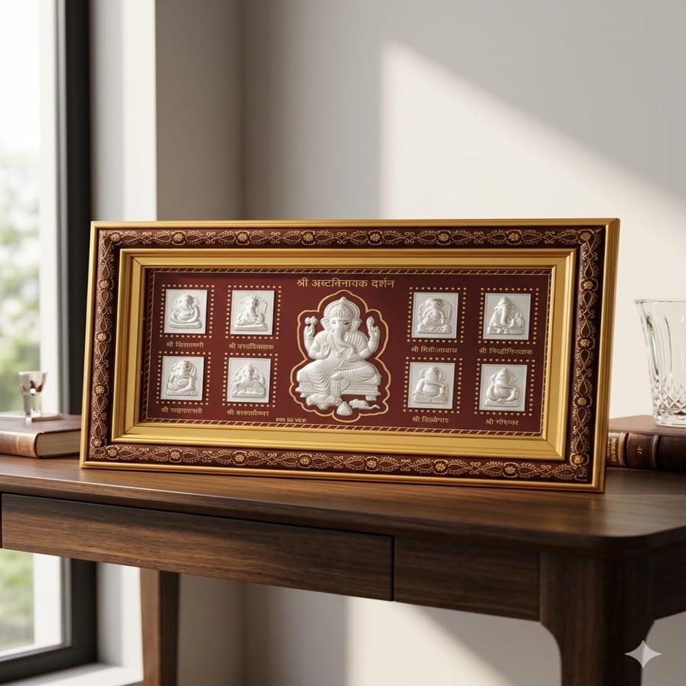 999Pure Silver Ashta Ganesh Frame