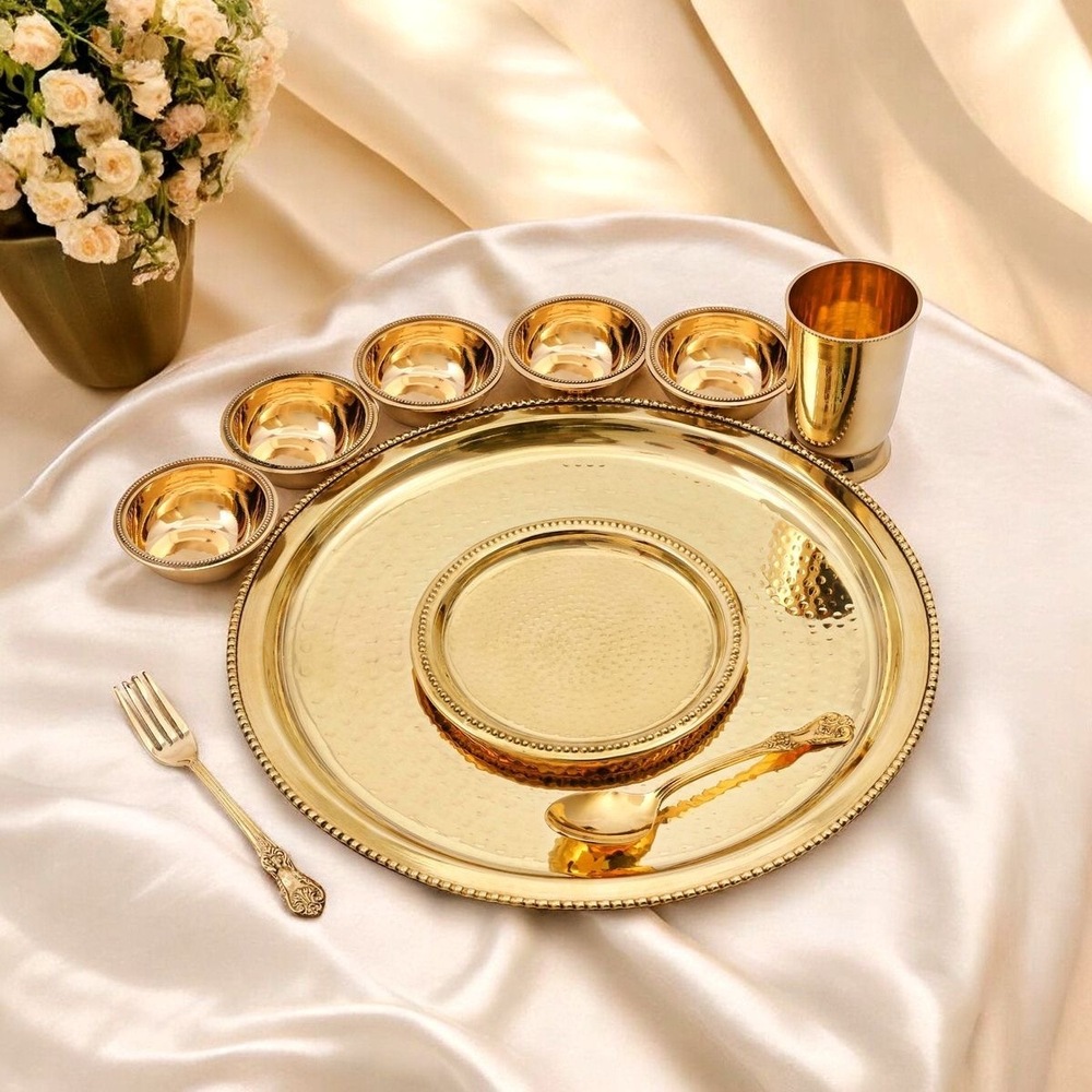 Pooja Thali - Color: Golden / Brass Finish