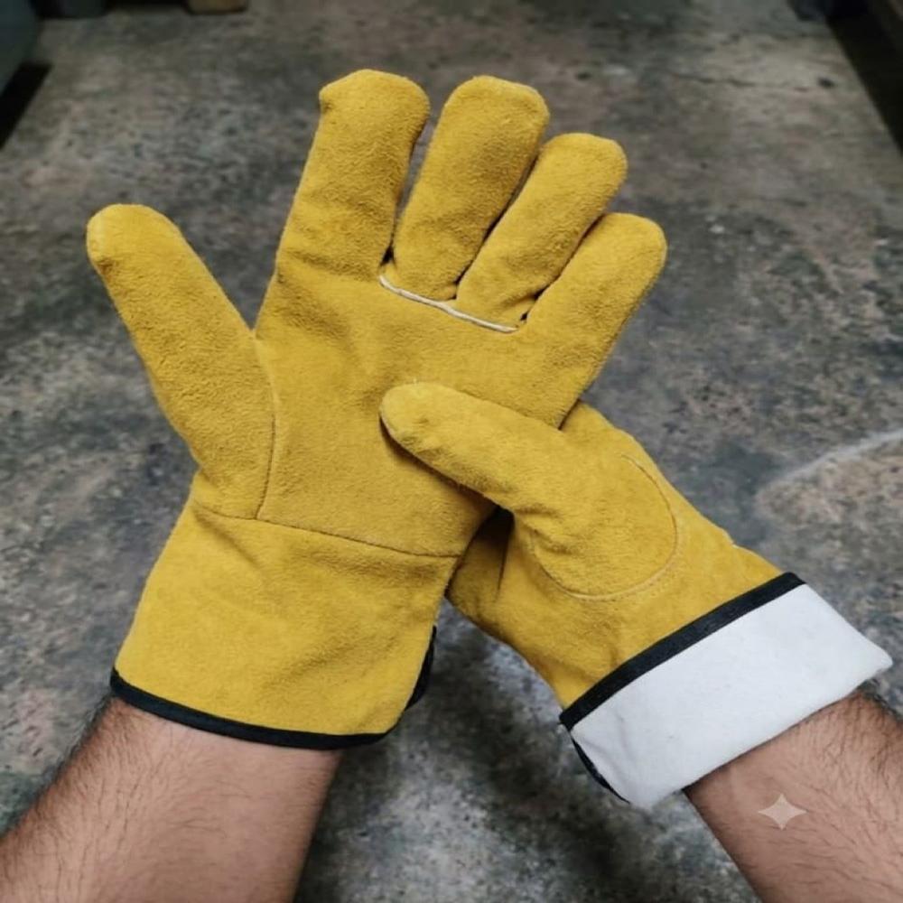 Reversable Yellow Leather Hand Gloves