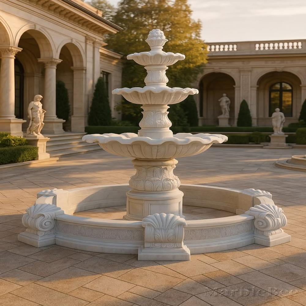 Marble Pedestal Wash Basin - Color: White With Light Grey Veins