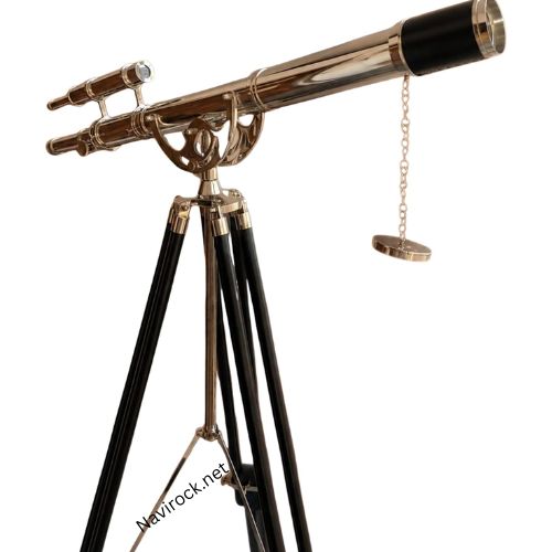 Brass Chrome Finish Nautical Double Barrel Telescope