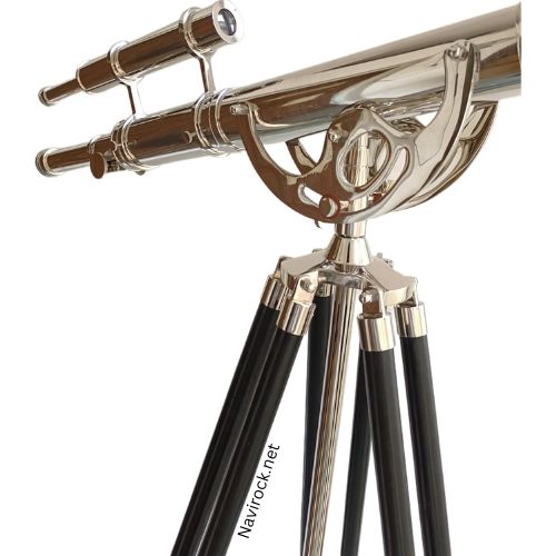 Brass Chrome Finish Nautical Double Barrel Telescope