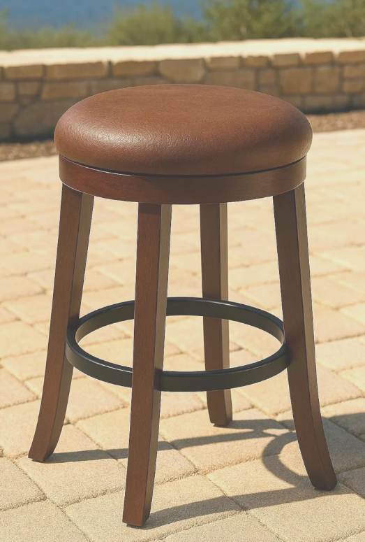 Wooden Bar Stool Round Backless Counter Stool - Assembly: No Assembly Required
