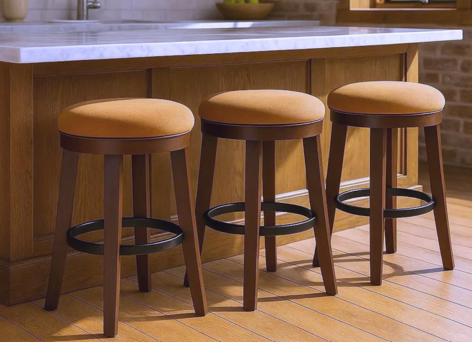 Wooden Bar Stool Round Backless Counter Stool