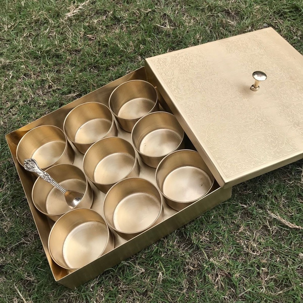 Brass Spice Box - Color: Golden