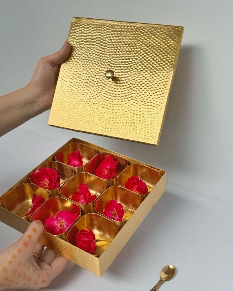Brass Spice Box - Color: Golden