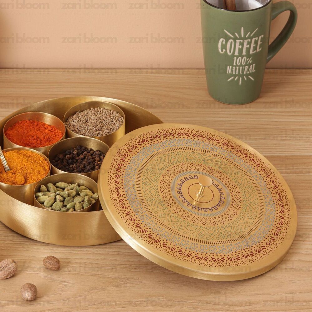 Brass Spice Box - Color: Golden