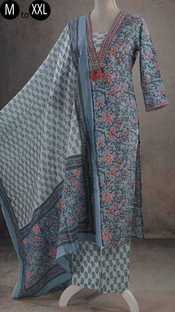 Printed Cotton Kurti With Pattern Work