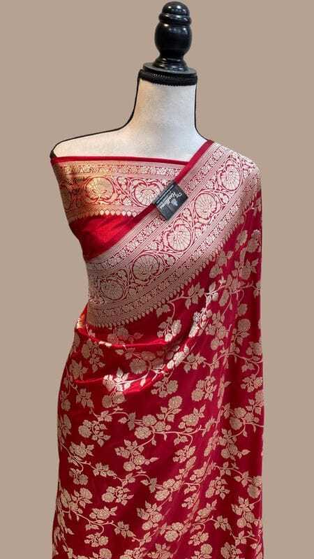 Ladies Red Banarasi Saree