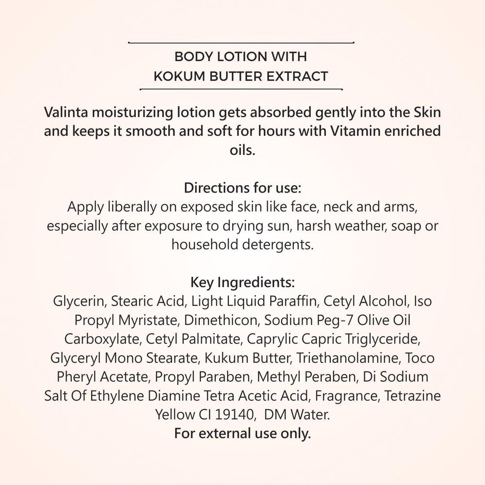 Valinta Kokum Butter Body Lotion 300 Ml - Age Group: Any
