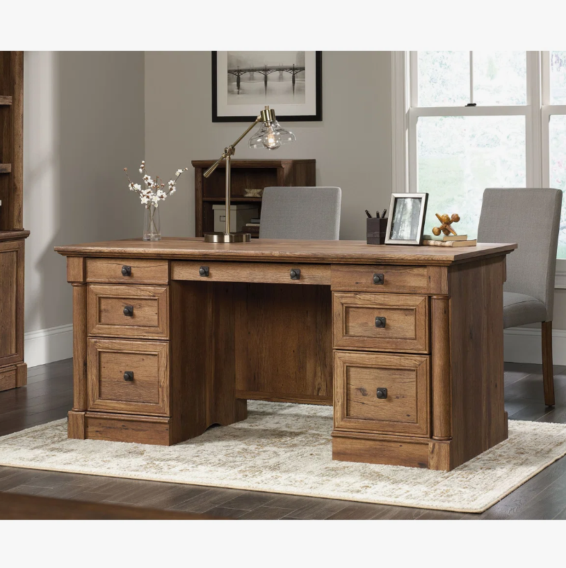 Royal Heritage Teak Wood Executive Office Desk - Assembly: No Assembly Required