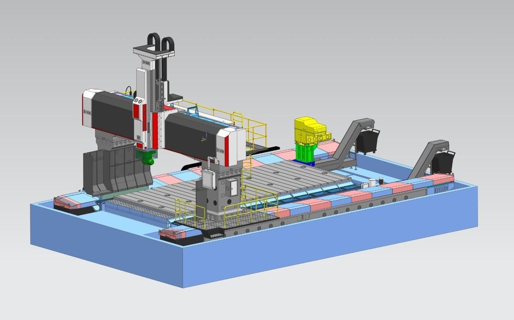 Gantry Milling Center - Cast Iron Body, 10000x4000x3500 mm, Blue & White | CNC Control, Automatic Tool Changer, High Precision, Multi-Axis