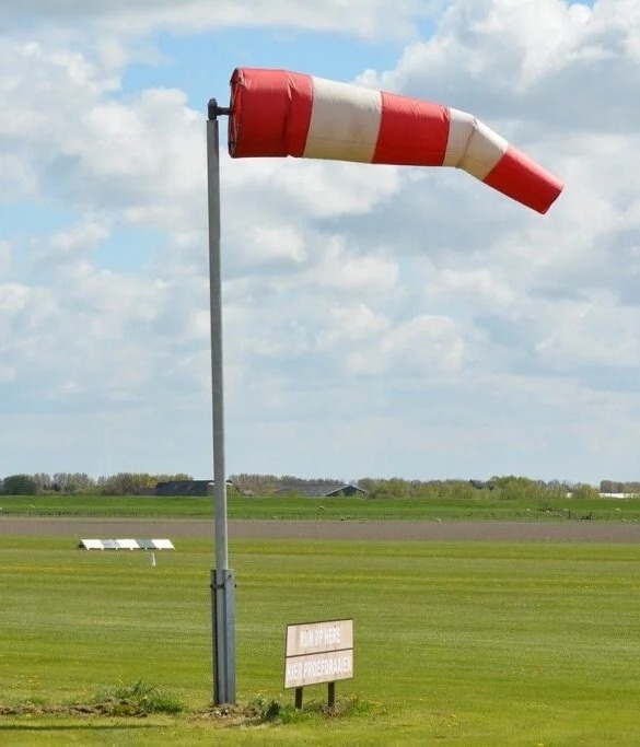 Red And White Nylon Striped Windsock