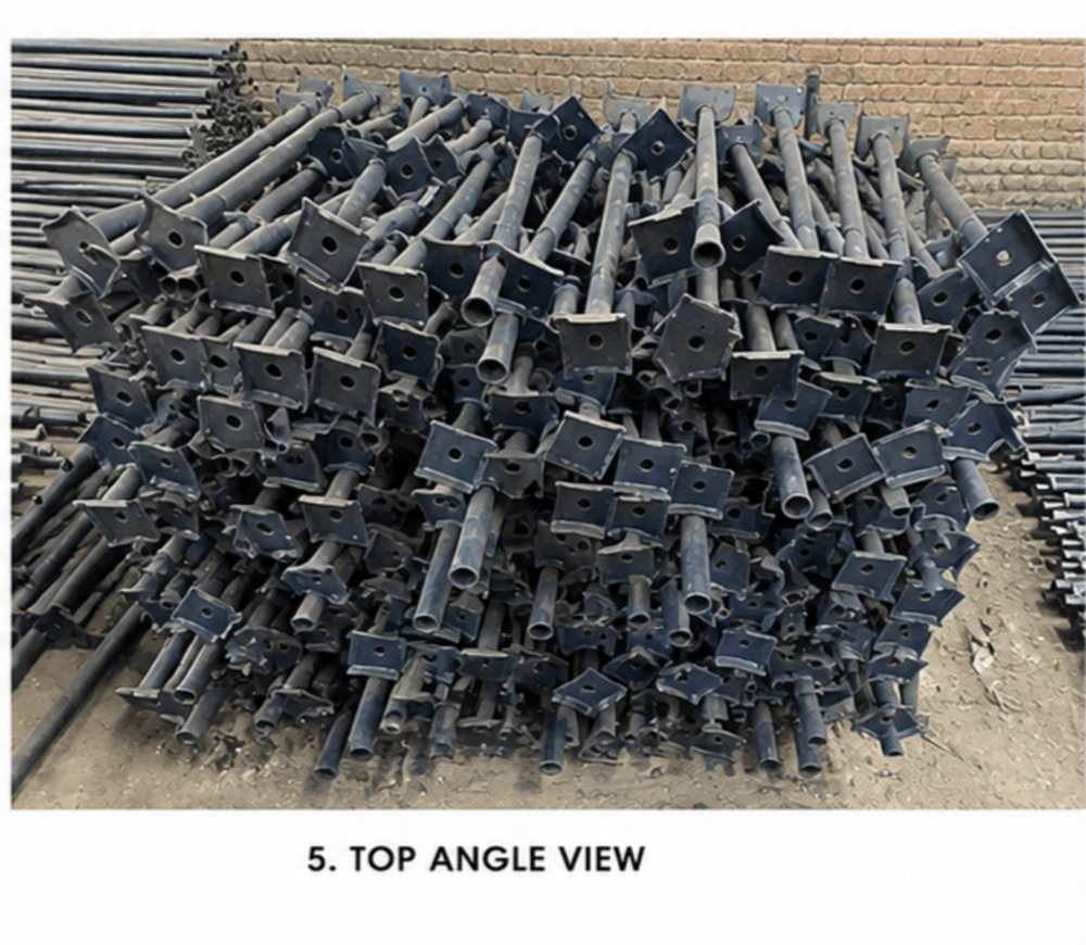 Mild Steel Adjustable Prop Jack - 150x150x6 Mm Base Plate, 48od Inner Pipe, Pre-galvanized Oxford Blue Finish | Forged Steel, Standard Sleeve Size, Ideal For Heavy Duty Support