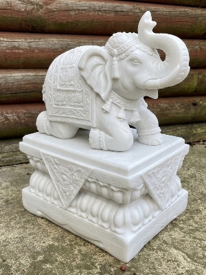 White Marble Elephant Statue for Home Decor | Handcrafted Marble Elephant Pair