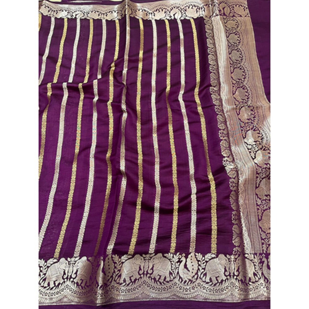 Ladies Pure Dupyan Silk Saree With Blouse Pattern