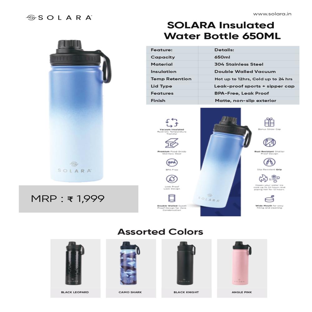 Solara Insulated Water Bottle 650ML