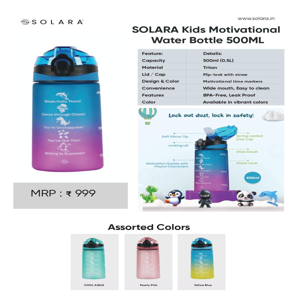 Solara Kids Motivational Water Bottle 500ML