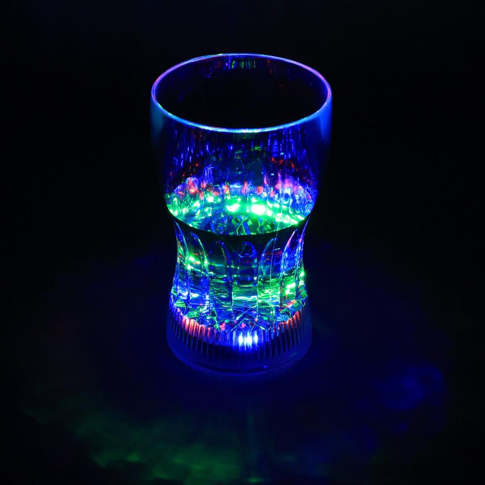 Plastic Fancy Led Light Glass 200 Ml - Transparent Acrylic, Multicolor Rgb Led Illumination, Battery Operated, Reusable, Water Resistant