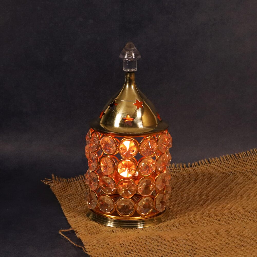 Brass Crystal Diyas - Height: Approx. 7 Inches