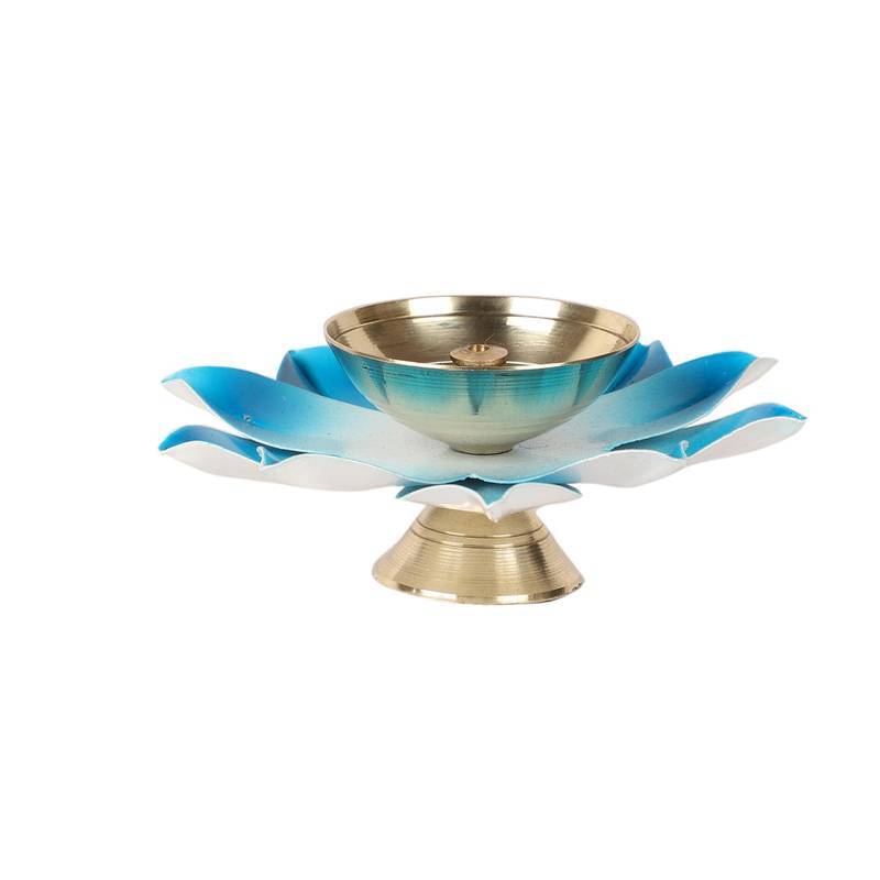 Brass Colored Diyas - Shape: Lotus Flower