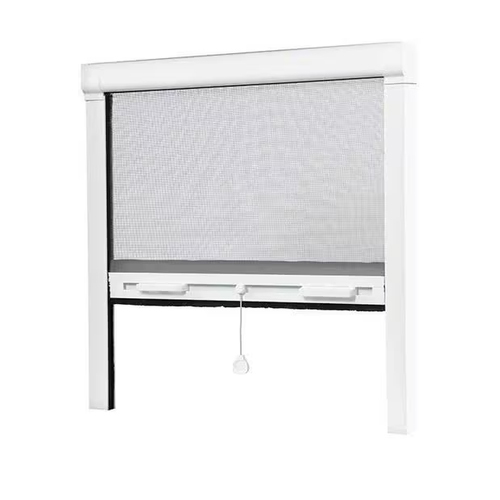 White Mesh Roll Up Mosquito Net - Polyester Fiberglass Mesh Customizable Size White | Powder-Coated Aluminum Frame Easy Roll Up Mechanism High Insect Resistance
