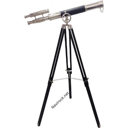 Antique Brass Vintage Royal Black Leather Telescope