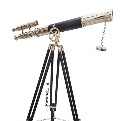 Antique Brass Vintage Royal Black Leather Telescope