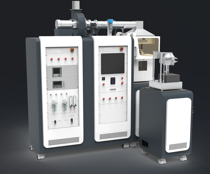 Large Cone Calorimeter with Variable Atmosphere - Steel Body, 1800x800x1800 mm, 0-100 kW/m2 Heat Flux, Programmable Gas Control, Touch Screen Interface