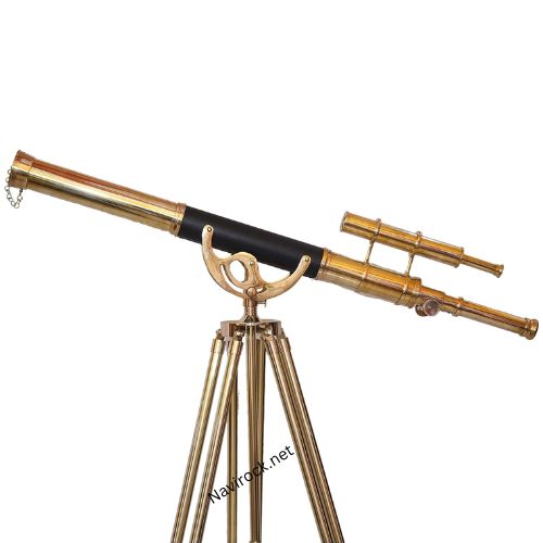 39 Inch Shiny Brass Vintage Double Barrel Telescope