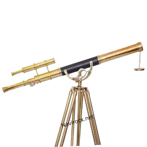 39 Inch Shiny Brass Vintage Double Barrel Telescope