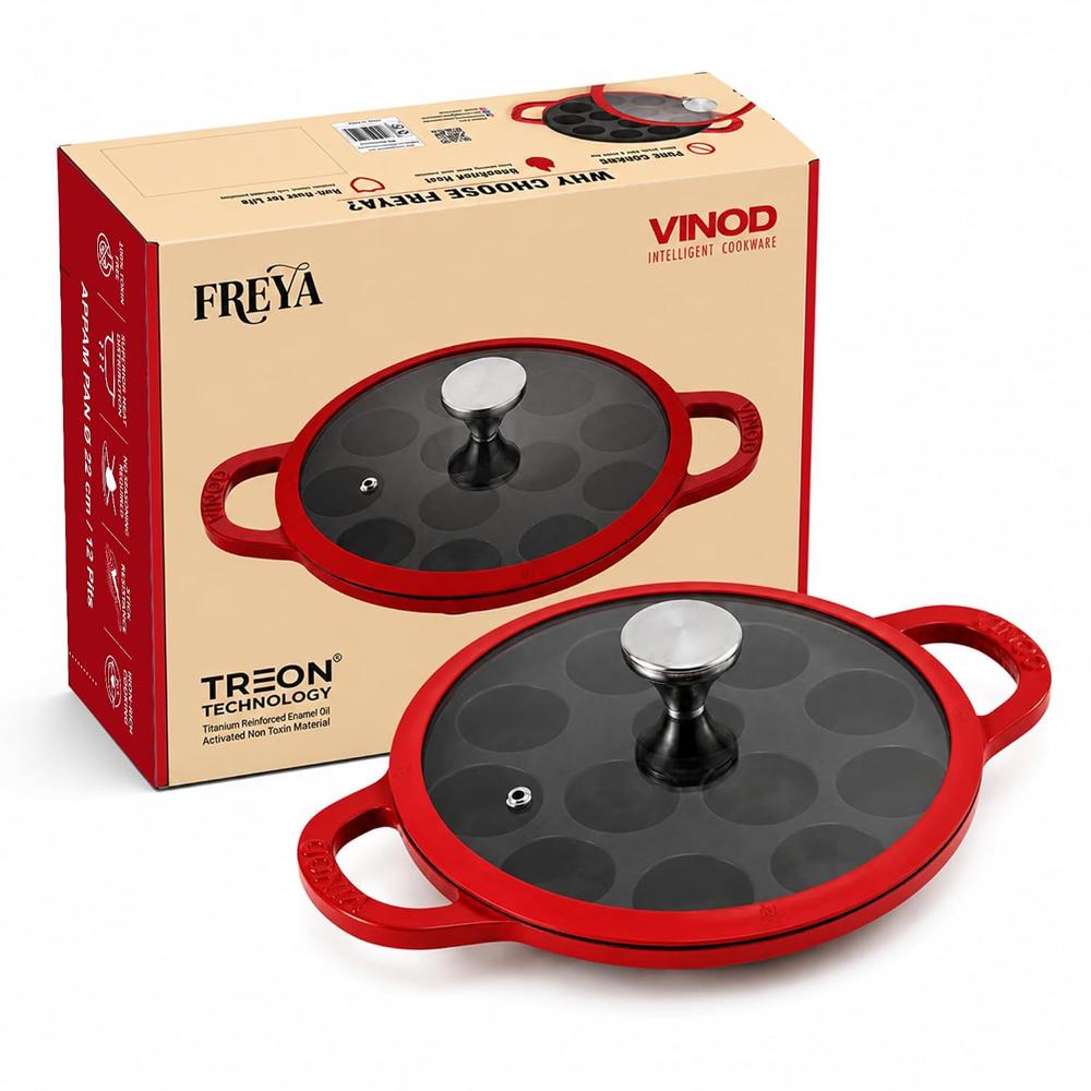 Enameled Cast Iron Appe Pan With Glass Lid - 22 Cm - Capacity: 500 Milliliter (Ml)