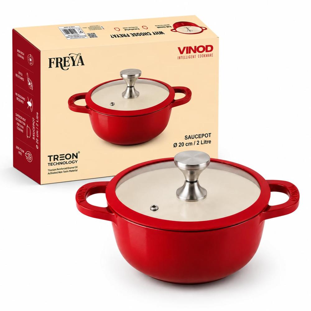 Cast Iron Saucepot With Glass Lid - Capacity: 2 Ltr